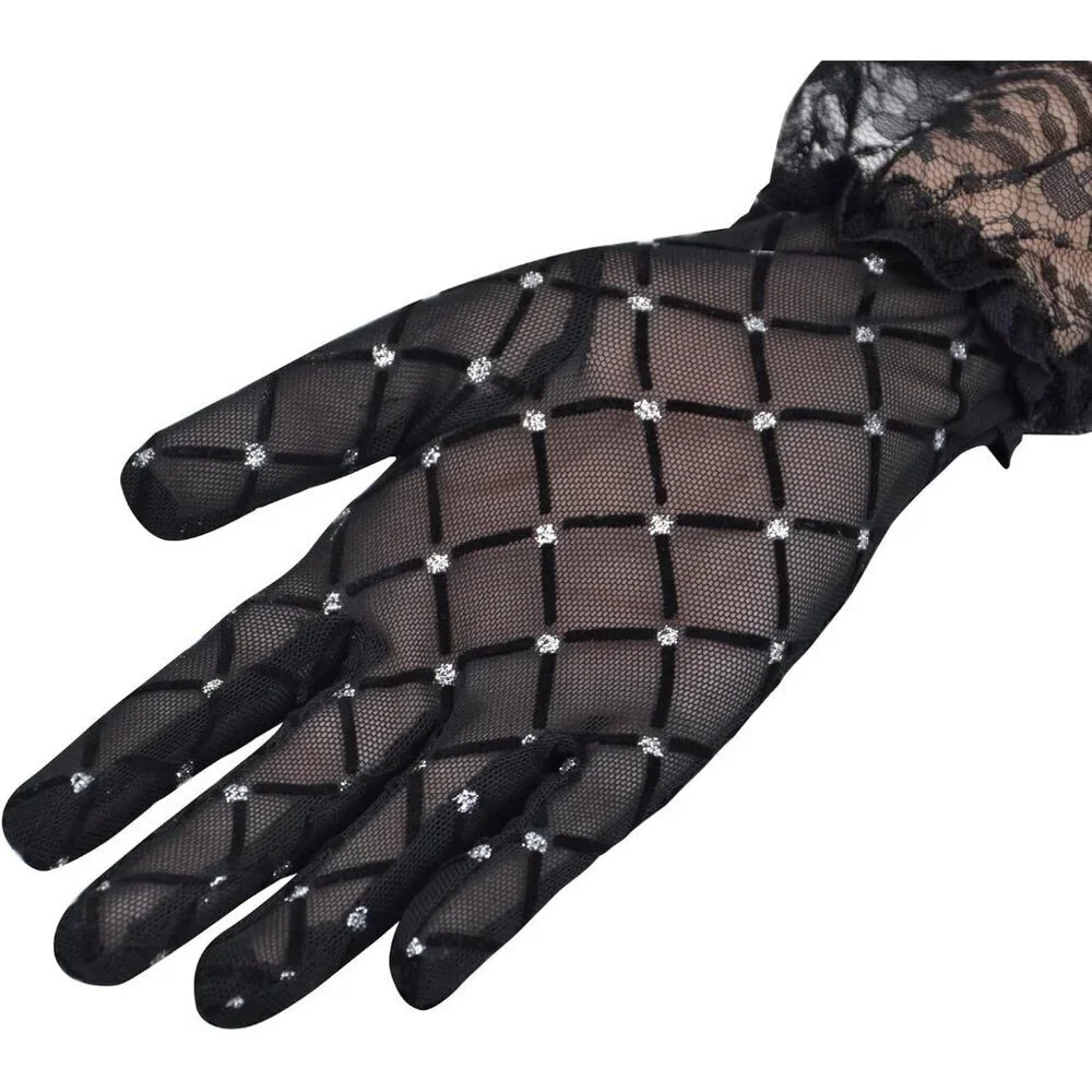 Women's Sparkly Black 1 Lace Gloves Daily Use Opera Evening Tea Party Prom